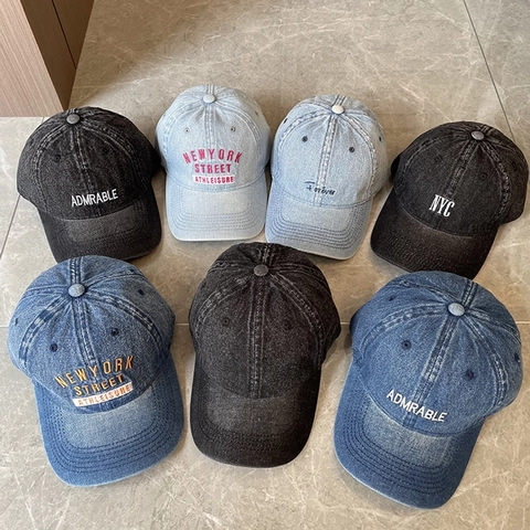 Gorra de Béisbol de Denim Lavado Vintage para Mujeres Hombres Letras Envejecidas Bordadas Ajustable Protección Solar Deportiva Moda al Aire Libre Sombrero de Algodón