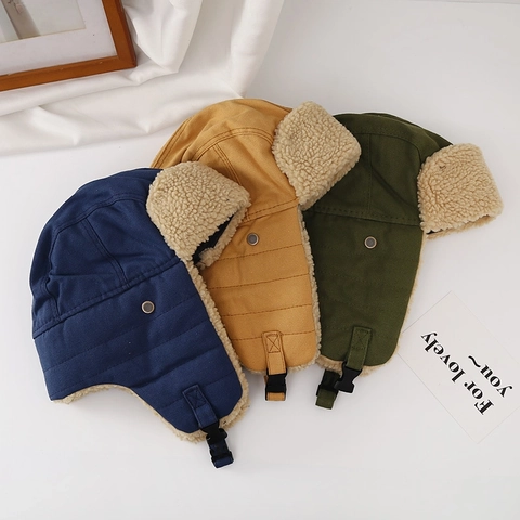 Unisex Winter Bomber Hat Windproof Ear Protection Warm Plush Trapper Hat Thickened Cold Weather Ski Cap