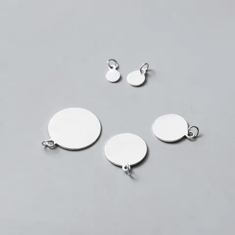 925 Sterling Silber Runder Anhänger Polierter Geometrischer Glatter Anhänger Für DIY Schmuckherstellung Minimalistischer Stil
