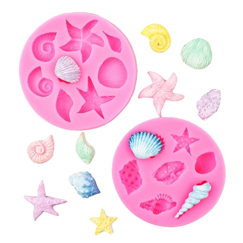 Ocean Theme Starfish Shell Silicone Mold For Fondant Cake Decoration Chocolate Baking Marine Style Clay Craft Tool