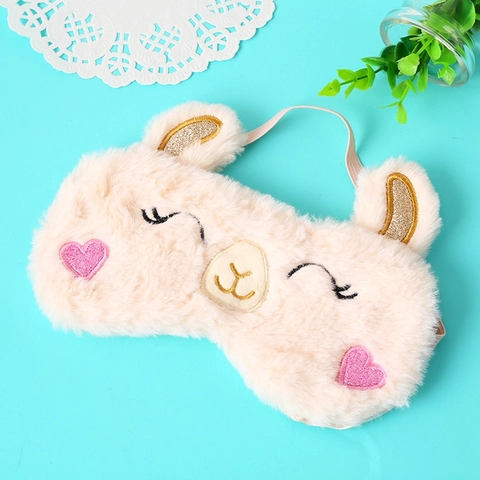 Cartoon Animal Plush Sleep Mask With Satin Back Soft Shading Eye Cover For Sleeping Koala Rabbit Alpaca Design Comfort