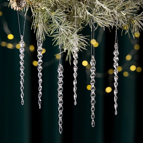Weihnachten Eiszapfen Ornamente Klares Acryl Spirale Hängen Anhänger Für Feiertagsbaum Dekoration Winter Party Home Decor