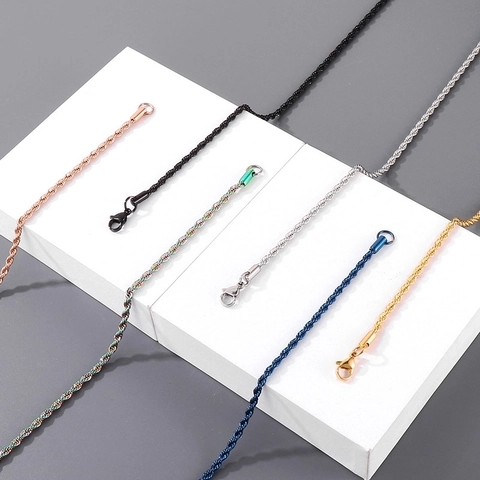 Collar De Cadena De Cuerda Acero Inoxidable Joyería Hip Hop Minimalista Para Hombres Unisex