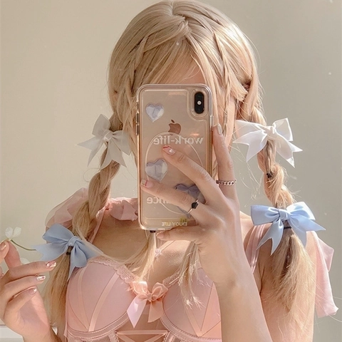 Bow Hair Clips Ribbon Lace Sweet Balletcore Style Side Fringe Pin Handmade Hair Accessories For Women Kids Versatile
