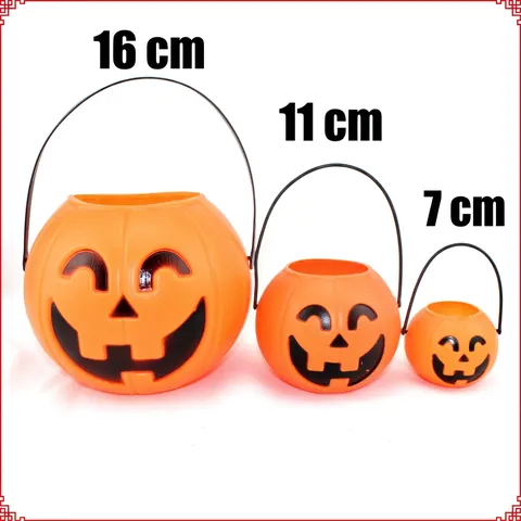 Halloween Kürbis Eimer Kunststoff Jack-o'-lantern Süßigkeiten Eimer Mit Griff Für Trick Or Treat Party Deko Requisiten