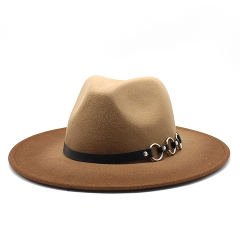 Vintage Fedora Hut Wollfilz Farbverlauf Breite Krempe Jazz Hut Britischer Stil Für Herren Damen Trendige Herbst Winter Kappe