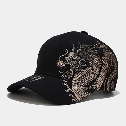 Cappello Da Baseball Cotone Motivo Drago Ricamo Calligrafia Stile Cinese Ombra Solare Regolabile Cappello Retro Uomo Donna