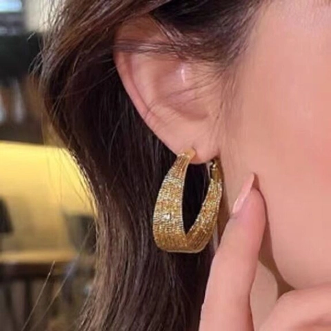 Fashion Multi Layer Mesh Woven Texture Round Hoop Earrings For Women Luxury Gold Silver Plated Alloy Geometric Jewelry Ear Studs
