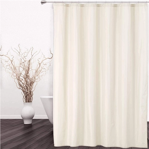 Solid Color Waterproof Polyester Shower Curtain Metal Grommets Hooks Mildew Resistant Washable Modern Bathroom Decor