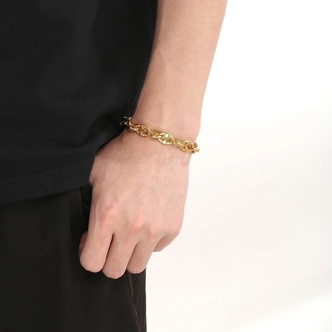Bracciale A Catena Ancora Acciaio Inossidabile Maglia Naso Di Maiale Gioielli Di Moda Unisex Stile Hip Hop