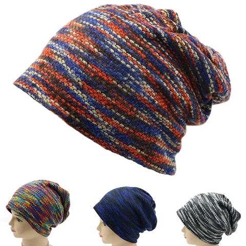 Gorro De Punto De Invierno Para Hombre Mujer Doble Capa Cálido Forro Polar Cortavientos Patrón Colorido Exterior