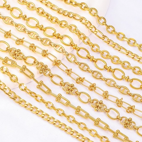 Stainless Steel Jewelry Chains 18K Gold Plated Vacuum Plating Bulk Link DIY Accessories For Necklace Bracelet Making