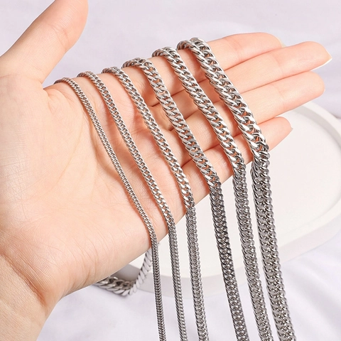 Roestvrijstalen Cubaanse Schakelketting Dubbel Geweven Vierzijdig Gepolijst DIY Sieraden Maken Accessoires