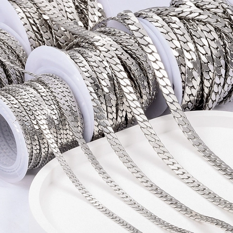 Cadena De Eslabones De Acero Inoxidable Para Hacer Joyas De Bricolaje Cadena Cubana Pulida Collar Pulsera