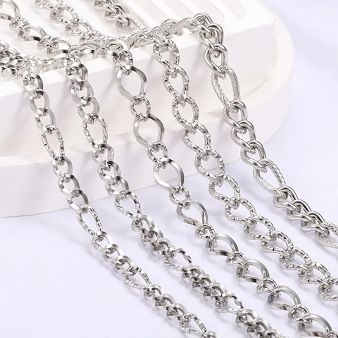 Cadenas Joyas DIY Acero Inoxidable Oval Twist Espiral Metal Para Fabricación Collares Pulseras Joyería Moda Artesanía