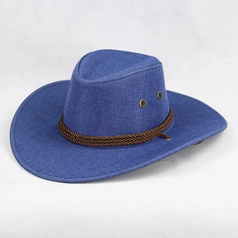 Chapeau De Cowboy Occidental À Bord Large Protection Solaire Extérieur Fedora Avec Corde Tressée Et Mentonnière Réglable