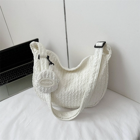 Borsa A Spalla Plissettata Texture Bolle Grande Capacità Borsa Hobo Tracolla Con Portamonete Rotondo Moda Minimalista Donna