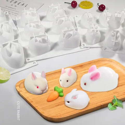Easter Rabbit Silicone Mold 3D Bunny Cake Mousse Dessert Baking Tools DIY Handmade Chocolate Jelly Pudding Maker