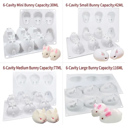 Easter Rabbit Silicone Mold 3D Bunny Cake Mousse Dessert Baking Tools DIY Handmade Chocolate Jelly Pudding Maker
