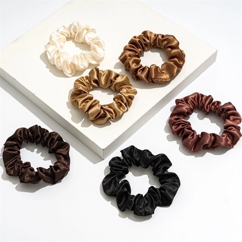 Satin Satin Scrunchies Elastic Hair Bands Solid Colors Large Oversized Ponytail Holder Fashion Headwear For Women Girls