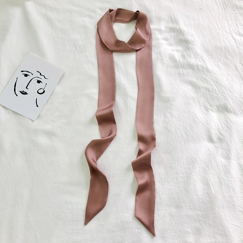 Sciarpa Sottile Tinta Unita Nastro Di Raso Effetto Raso Per Capelli Borse Collo Fascia Accessorio Elegante Minimalista