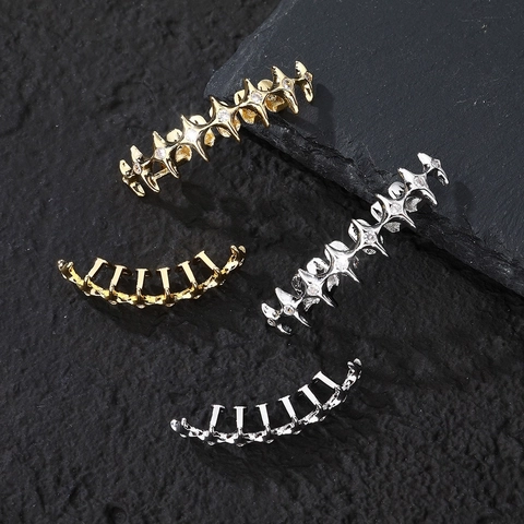 Hip Hop Star Pavé Rhinestone Teeth Grillz Set Gold Silver Plated Copper Tooth Jewelry Accessories For Men Women Party Grillz