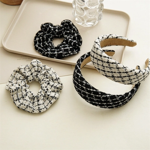 Accessori Per Capelli In Tweed Vintage Compresi Cerchietto Imbottito Elastico E Fermaglio Per Capelli A Fiocco Per Donna