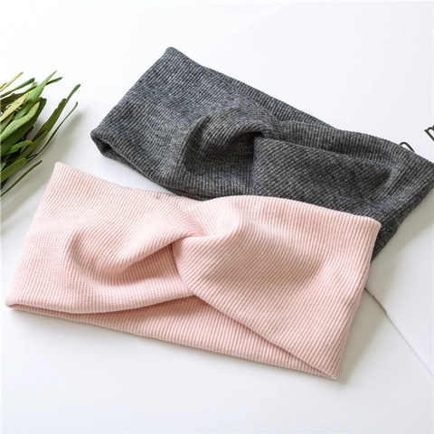 Knitted Headband Soft Ribbed Fabric Elastic Cross Twist Wide Hair Band For Women Girls Face Washing Sports Daily Simple