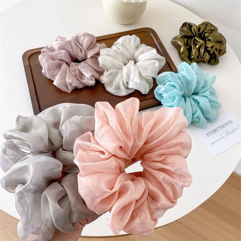 Chouchous En Organza Perlé Élastiques À Cheveux Style Sirène Doux Tissu Haute Élasticité Pour Femmes Filles Accessoire