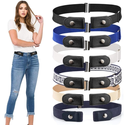 Buckle-Free Invisible Elastic Belt For Jeans No Show Stretch Waist Belt For Men Women And Kids Polyester Webbing Alloy Snap