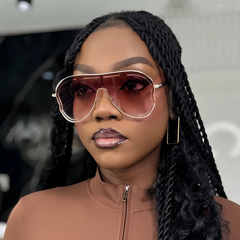Oversized Aviator Sunglasses For Women Men Metal Frame PC Lens UV400 Protection Trendy Hollow Out Retro Style Eyewear