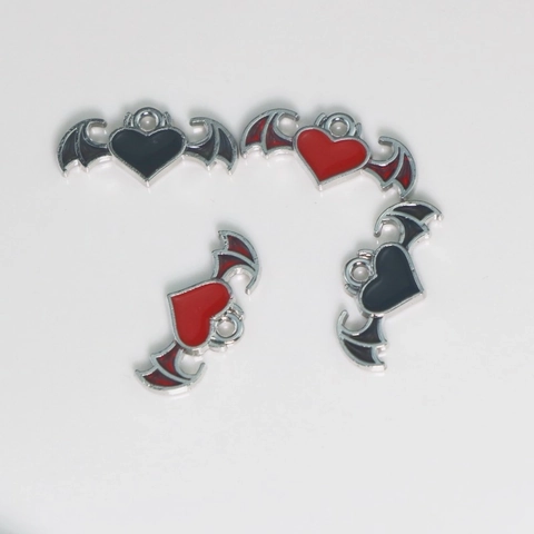 Charms Coeur Ailes De Chauve-Souris En Alliage Émail Pour Fabrication De Bijoux DIY Gothique Sombre Halloween Accessoires