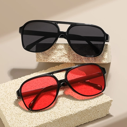 Lunettes De Soleil Aviateur Vintage Double Pont Oversize Retro Protection UV Monture Plastique Mode Unisexe