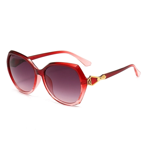 Women Oversized Sunglasses Vintage Trendy Irregular Gradient Lenses UV400 Protection Plastic Frame Metal Decor Outdoor Driving