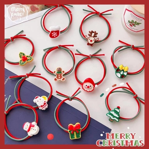Elastici Per Capelli Natalizi Con Babbo Natale E Renne In Resina Accessori Per Capelli Da Festa Per Ragazze