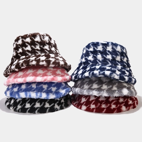 Cappello Da Pescatore In Peluche Pied De Poule Ecopelliccia Calda Invernale Autunnale Per Uomo E Donna Casual Outdoor