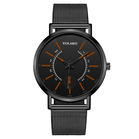 Fashion Men Quartz Watch Ultra Thin Minimalist Business Analog Wristwatch With Stainless Steel Mesh Strap Metal Case