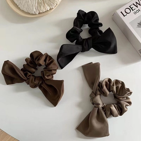 Coleteros De Satén Con Lazo Estilo Coreano Gomas Para El Pelo Lazo Grande Soporte Coleta Accesorios De Cabello Elegantes Mujer