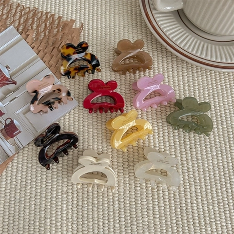 Mini Heart Cloud Shape Hair Claw Clips Acetate Retro French Style Small Hair Clamps For Women Elegant Accessories