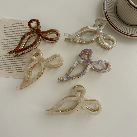 Acetate Bow Hair Claw Clip Large Shark Catch Elegant Butterfly Hairpin For Women Thick Hair Non Slip Accessory