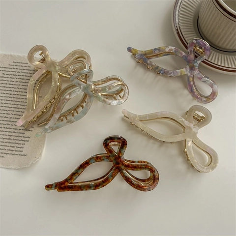 Acetate Bow Hair Claw Clip Large Shark Catch Elegant Butterfly Hairpin For Women Thick Hair Non Slip Accessory