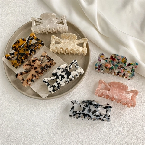 Acetate Hair Claw Clips Leopard Print Marble Tortoiseshell Large Geometric Hollow Shark Clip Accessory For Women