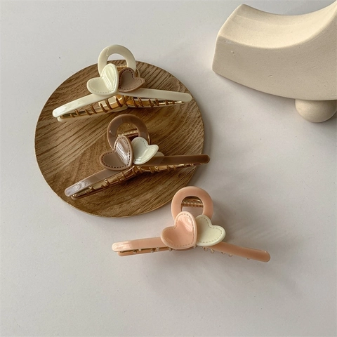 Elegante Hart Legering Acryl Haarklem Koreaanse Stijl Haai Clip Zoete Haaraccessoires Voor Vrouwen Meisjes
