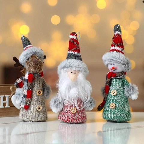 Addobbi Natalizi Appesi In Peluche Lavorato A Maglia Babbo Natale Pupazzo Di Neve Renna Per Albero Decorazione Artigianale