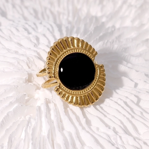 Vintage Sonnenstrahl Ring 18K Vergoldeter Edelstahl Verstellbarer Offener Geometrischer Fingerschmuck Für Frauen