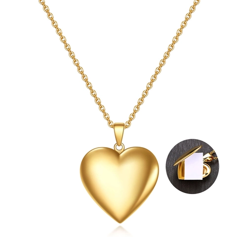 Collar Relicario De Corazón Acero Inoxidable 304 Marco De Fotos Abrible Colgante Conmemorativo Joyería Minimalista Regalo Mujer