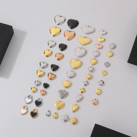 Herzanhänger Aus Edelstahl Poliert DIY Schmuckherstellung Zubehör Für Halsketten Armbänder Damen
