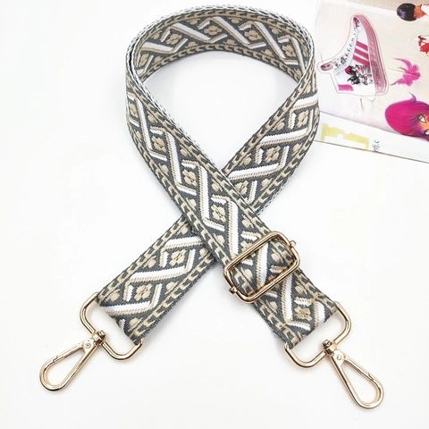 Wide Replacement Bag Strap Polyester Cotton Embroidered Jacquard Ethnic Bohemian Geometric Pattern Adjustable Bag Accessory