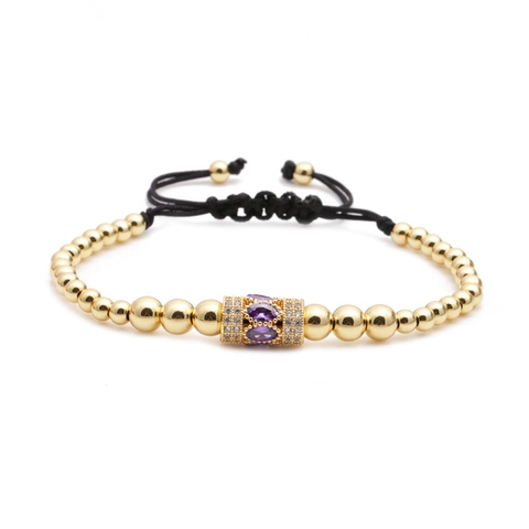 Verstellbares Perlenarmband Mikro Pave Zirkonia Kupferperlen Gewebte Kordel Modeschmuck Für Damen Herren