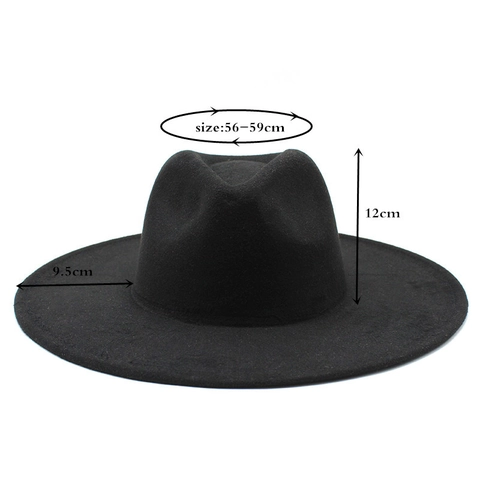 Sombrero Fedora de Ala Ancha Estilo Británico Vintage Color Sólido Sombrero de Jazz de Fieltro de Lana para Mujeres Hombres Otoño Invierno Cálido